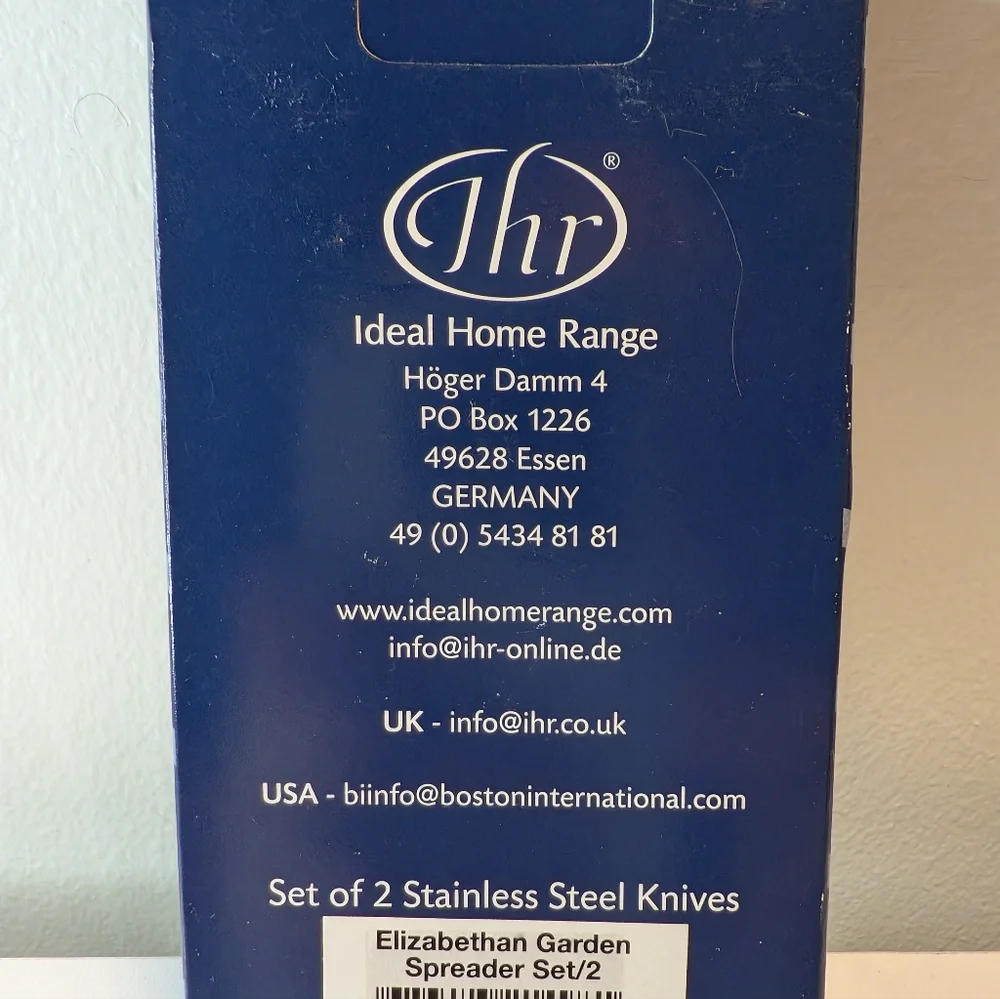 NIB IHR Elizabethan Garden Tulip Spreader Set - Set of 2 Stainless Steel
